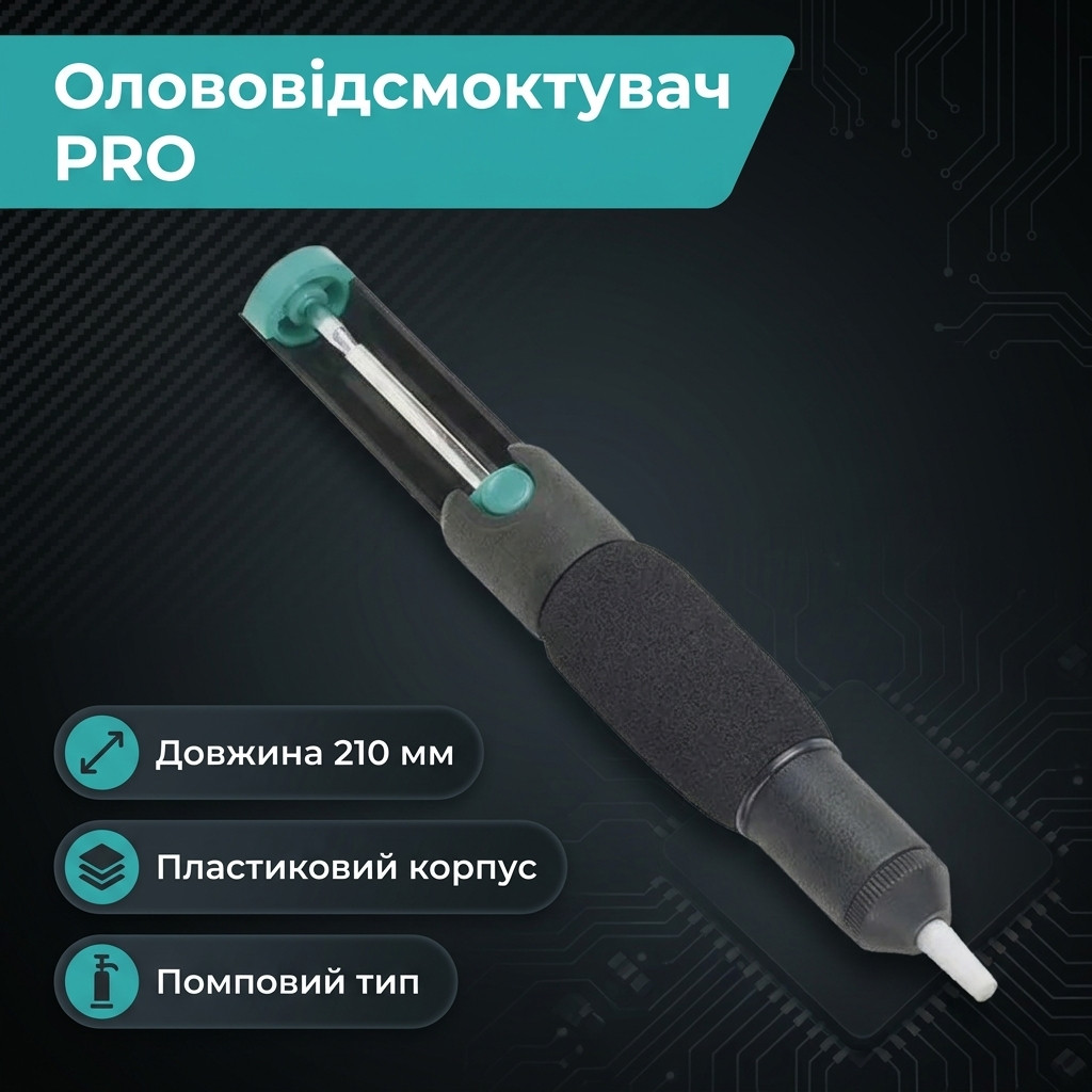Вакуумний олововідсмоктувач Pro'sKit у профіль