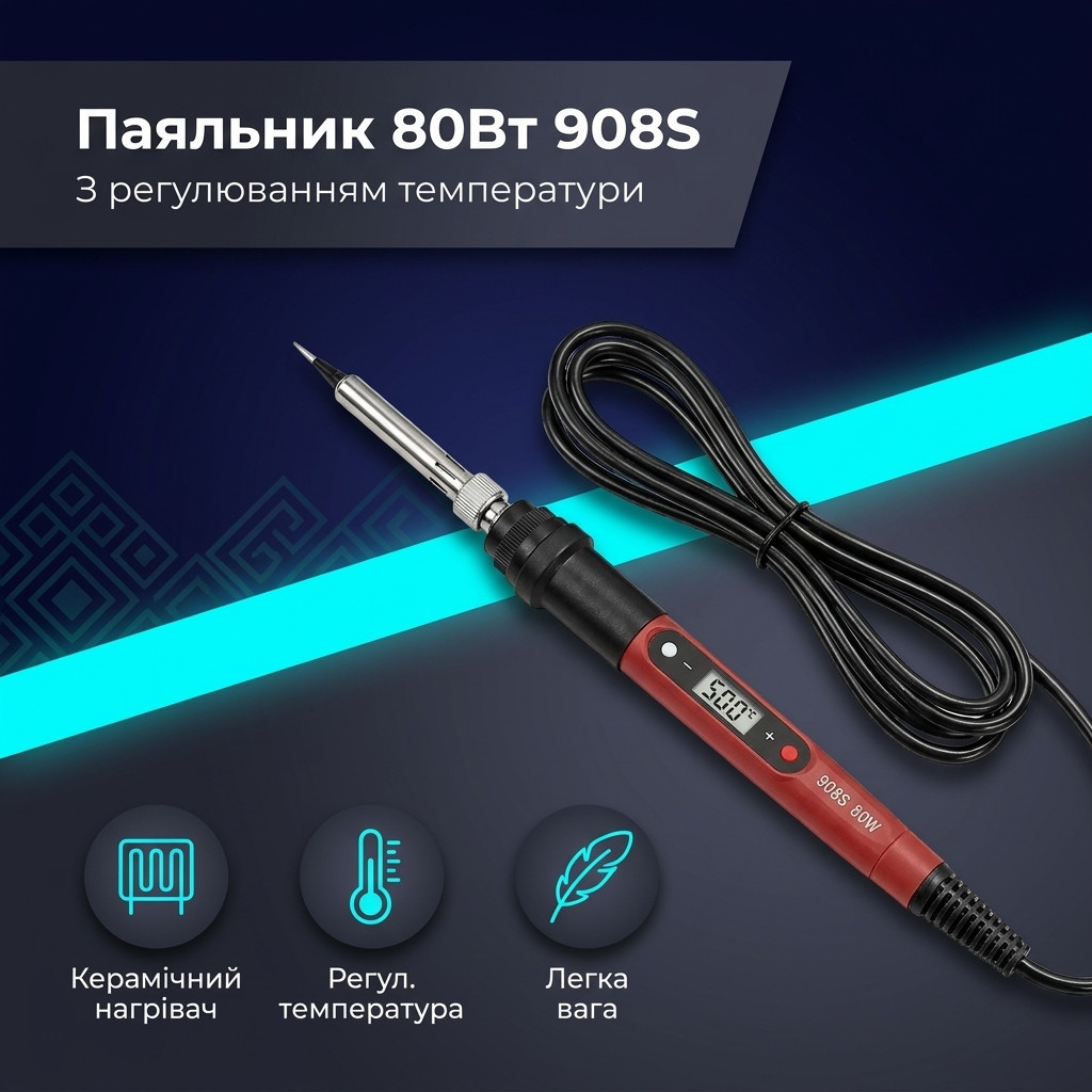 Нагрівальна частина й знімне жало паяльника 908S, крупний план