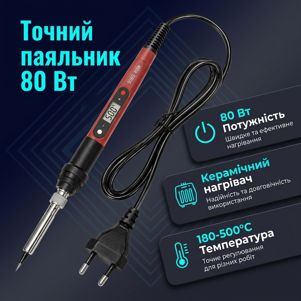 Паяльник 908S для SMD-монтажу поруч із платою